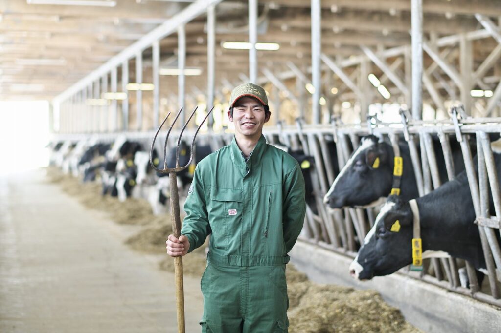 江別の農場で撮影モデルをつとめてくれた男性スタッフ