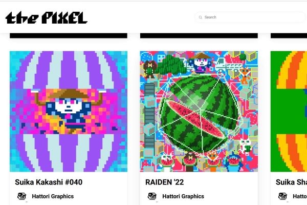 らいでんスイカ　ピクセル画になった＊おいしさとアート　セット販売＊共和出身・小野さん企画＊地域の魅力ＰＲ