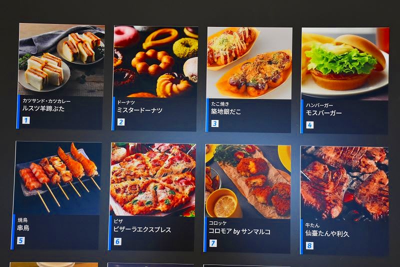 「築地銀だこ」などのおすすめメニュー８つが並ぶ看板