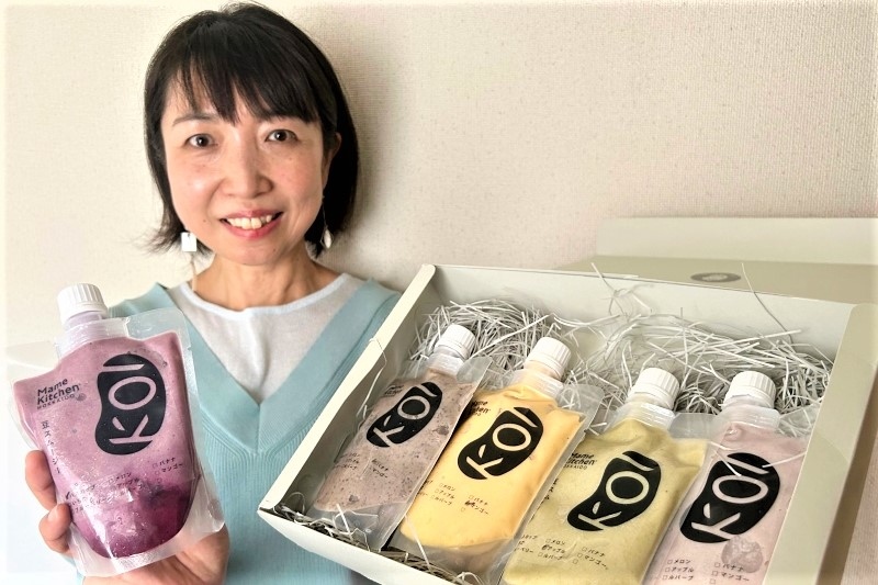 豆スムージー　冷凍パックに＊本別産使用＊元町民　谷口さん＊「全国に広めたい」