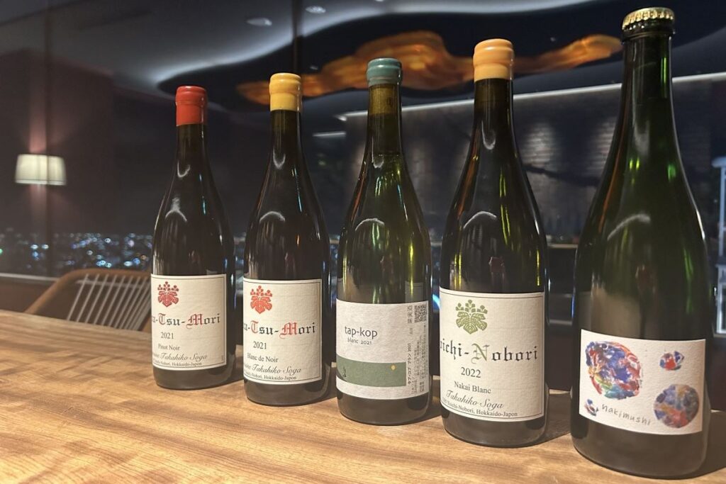スペシャルディナーで提供される道産ワイン５種