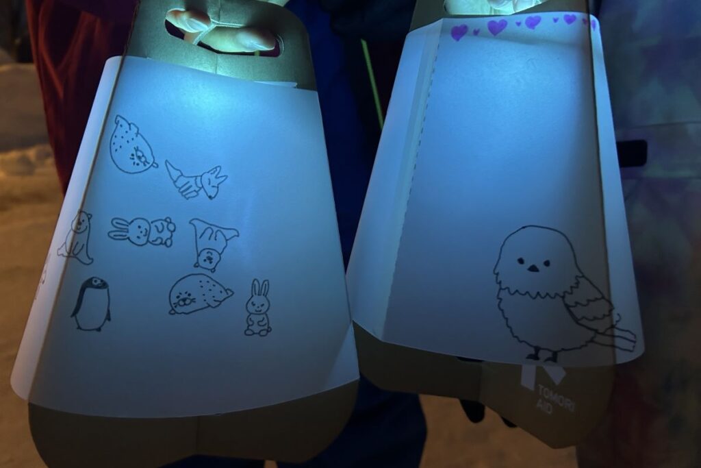 ランタンに上手に描かれた動物の絵