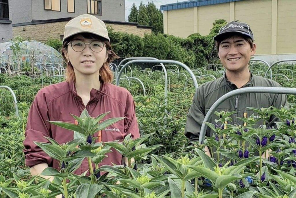 農作業に励む桂さん（右）と妻〓さん