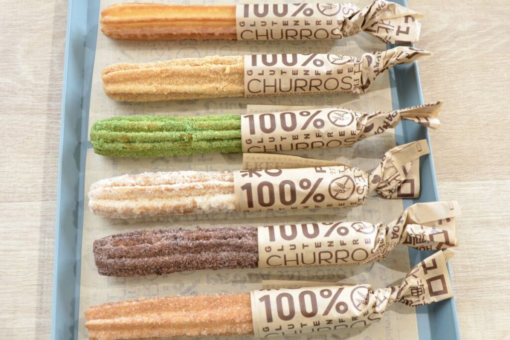 6種類の味がある、チュロパンダのチュロスは米粉特有のザクッとした歯触りが特徴
