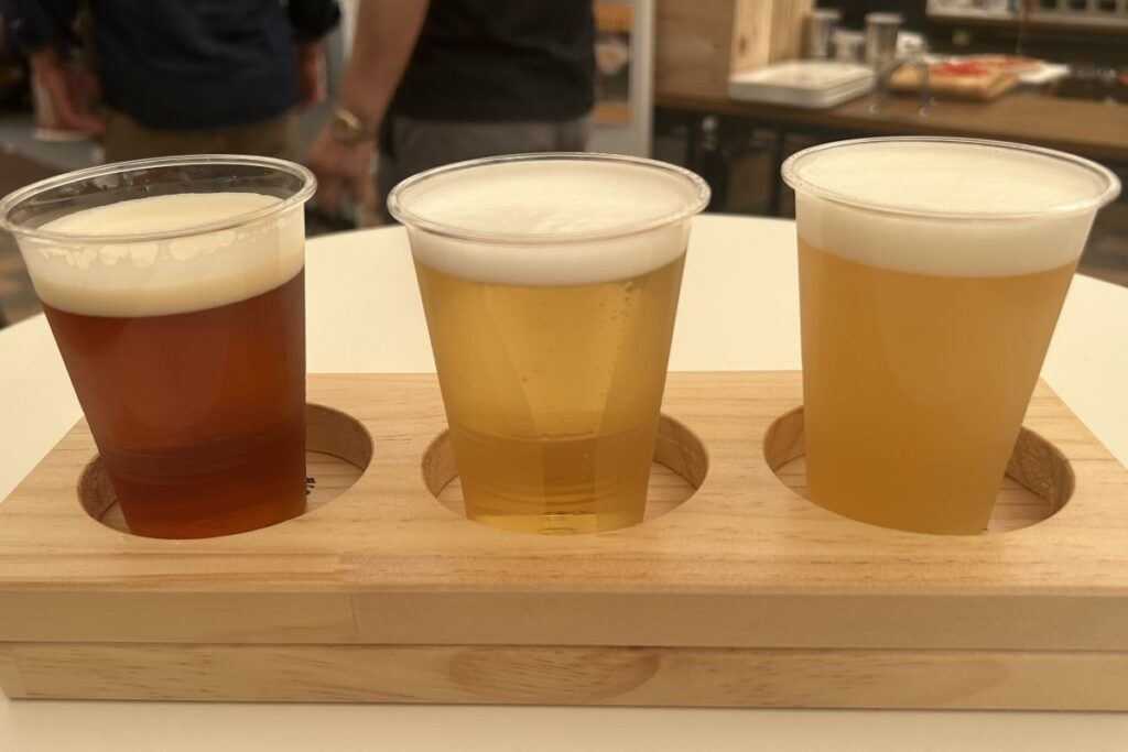 オホーツクビールの左からエール、ケルシュ、ヴァイツェン