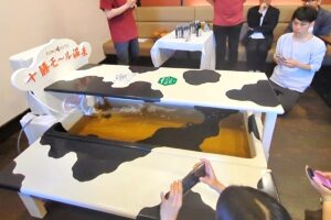 モール温泉 足湯届けます＊帯広・ふく井ホテルが出張事業＊牛柄で十勝イメージ＊イベントなどで魅力ＰＲへ